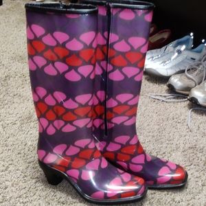 High heel rain boots
